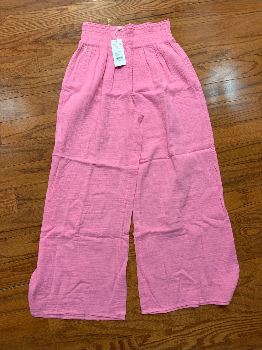 Lilly Pulitzer Pink Wide-Leg Smocked-Waist Pants